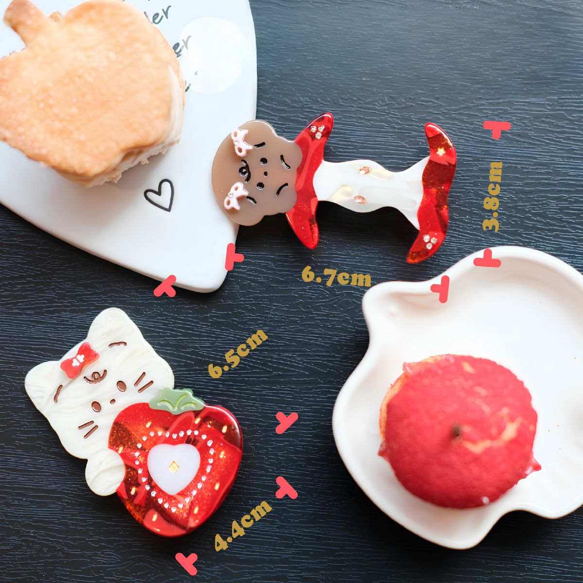 Small Fruit Pet Alligator Hair Clips (Strawberry Cat & Apple Dog)