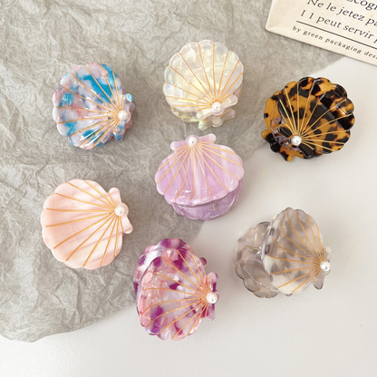 Small Light Pink Pearl Shell Hair Claw