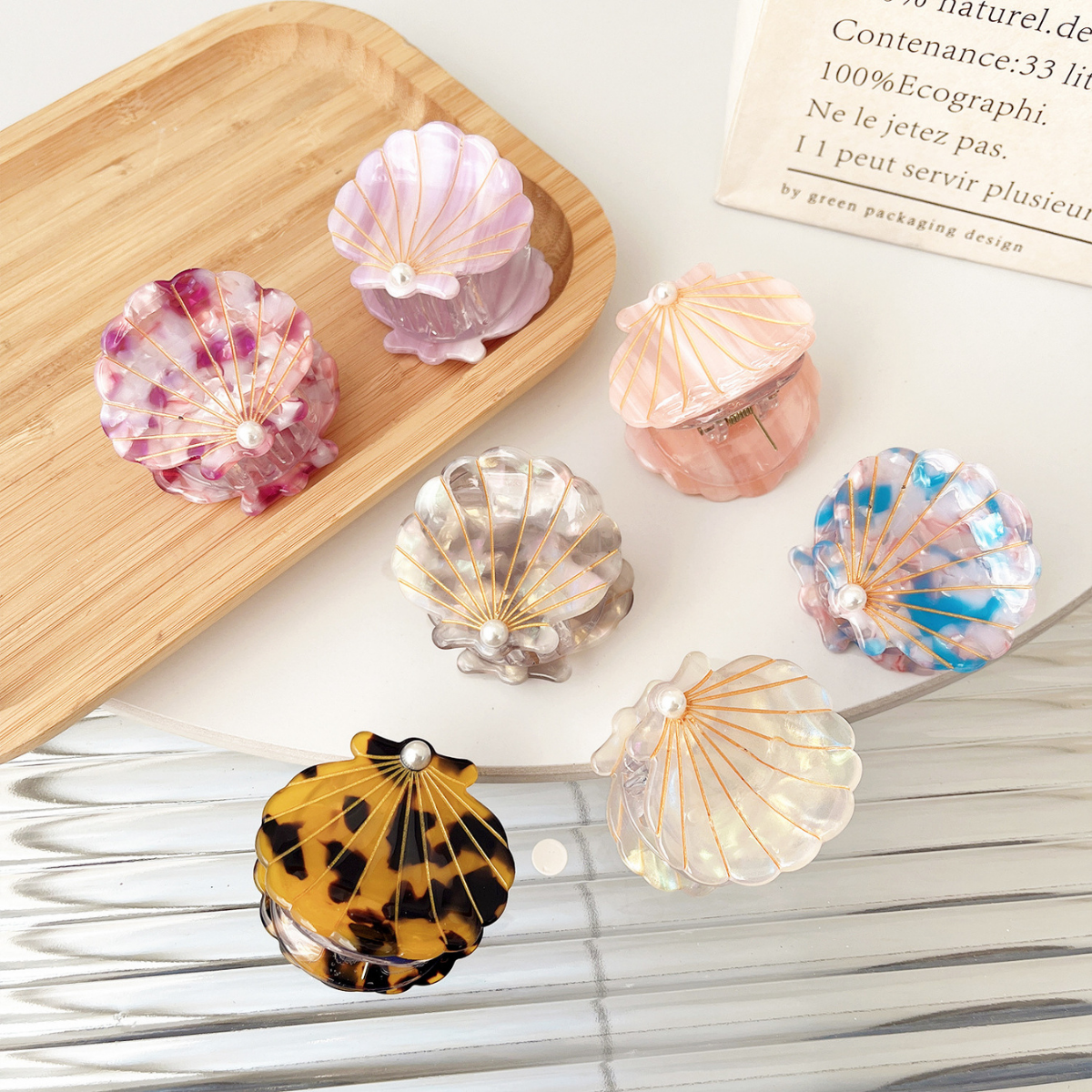 Small Mermaid Iridescent Pearl Shell Hair Claw