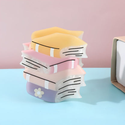 Small Pastel Book Stack Hair Claw