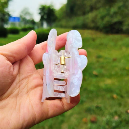 Small Pink Scarf Bunny Hair Claw