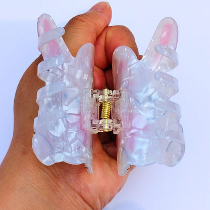 Small Pink Scarf Bunny Hair Claw
