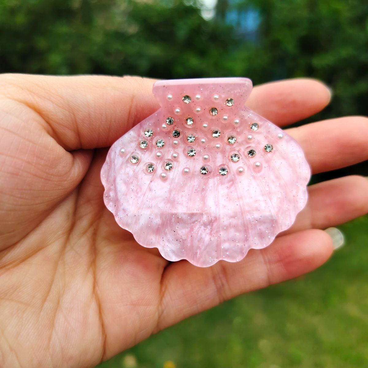 Small Pink Pearl Shell Hair Claw