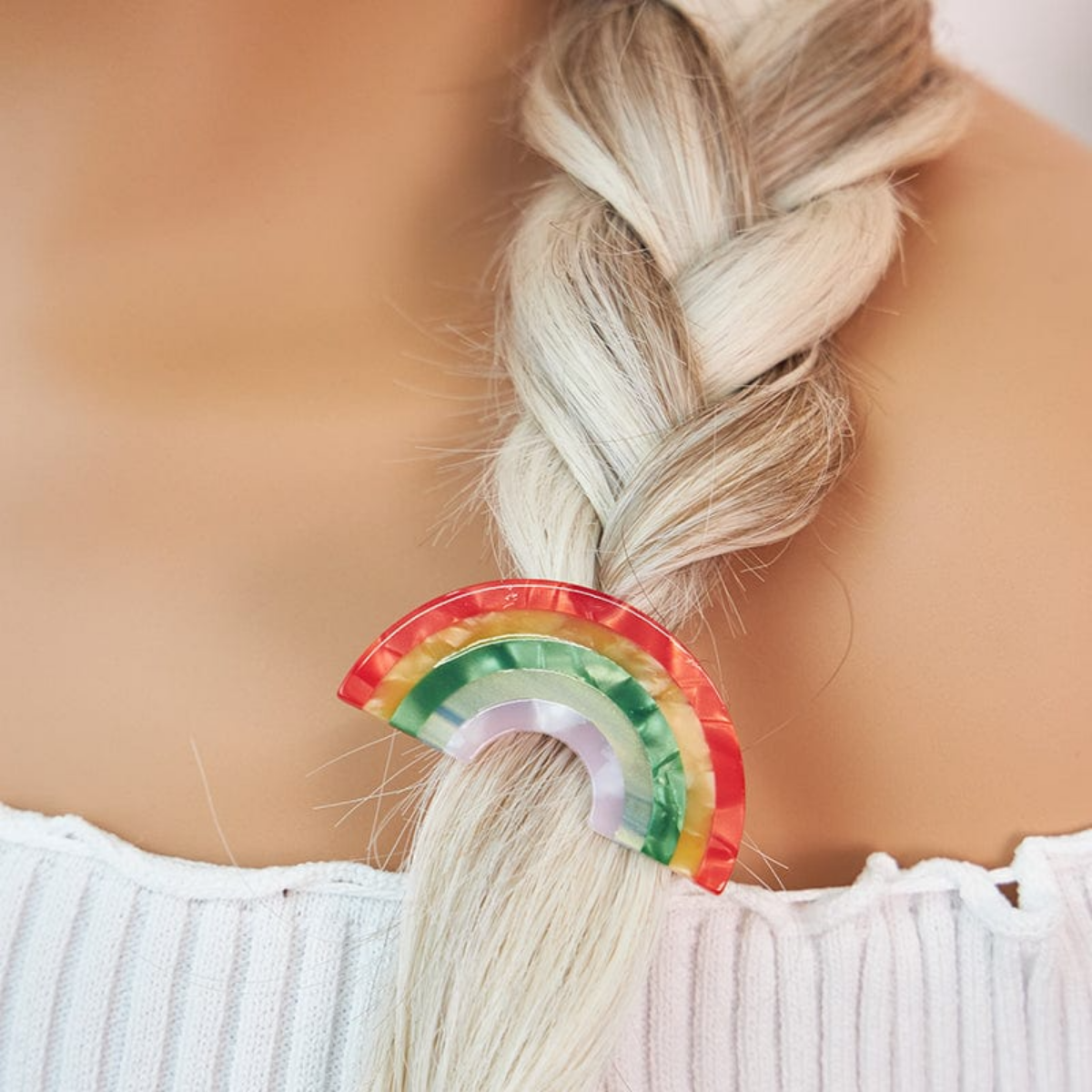Small Rainbow Semicircle Barrette Hair Clip