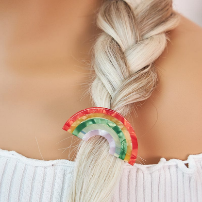 Small Rainbow Semicircle Barrette Hair Clip