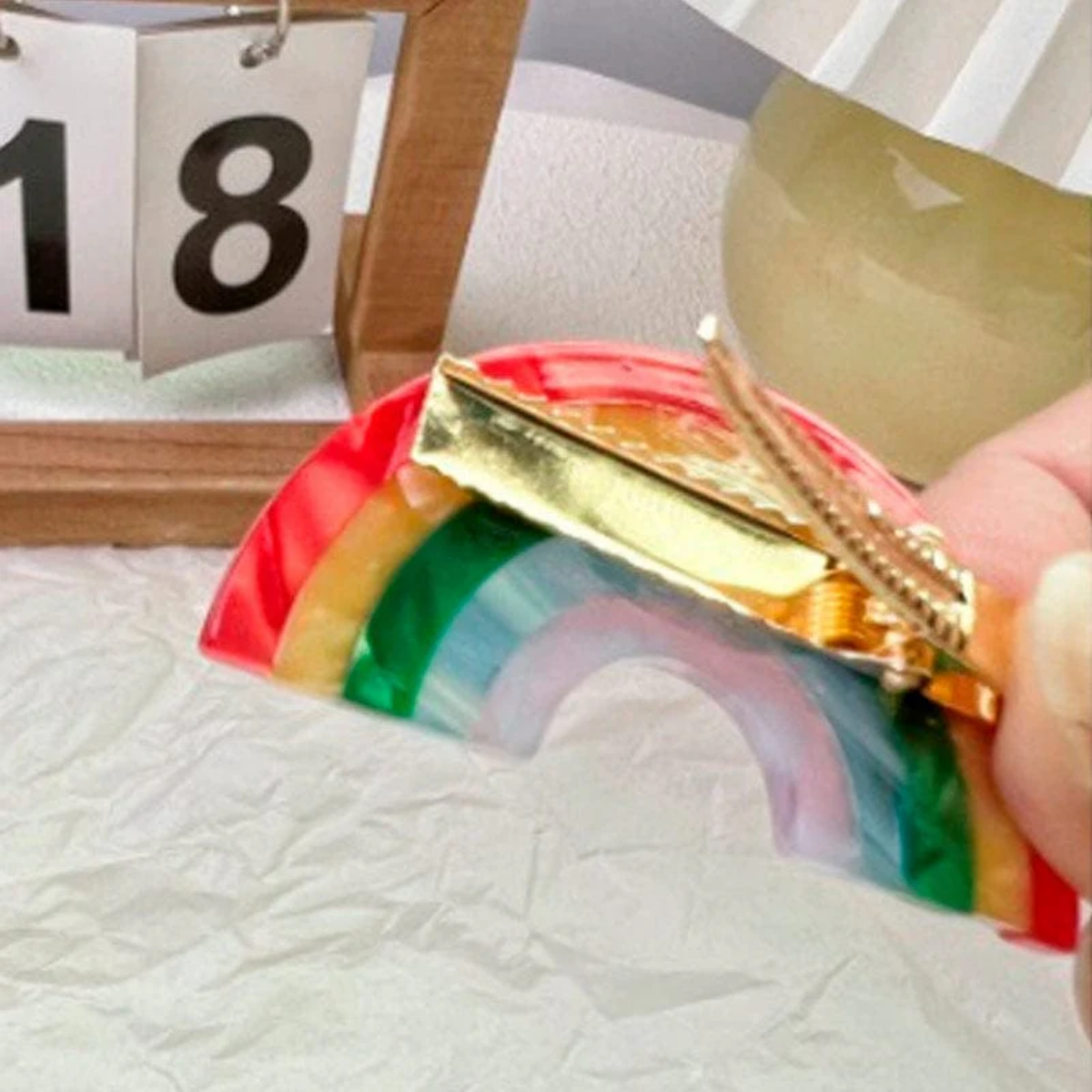 Small Rainbow Semicircle Barrette Hair Clip