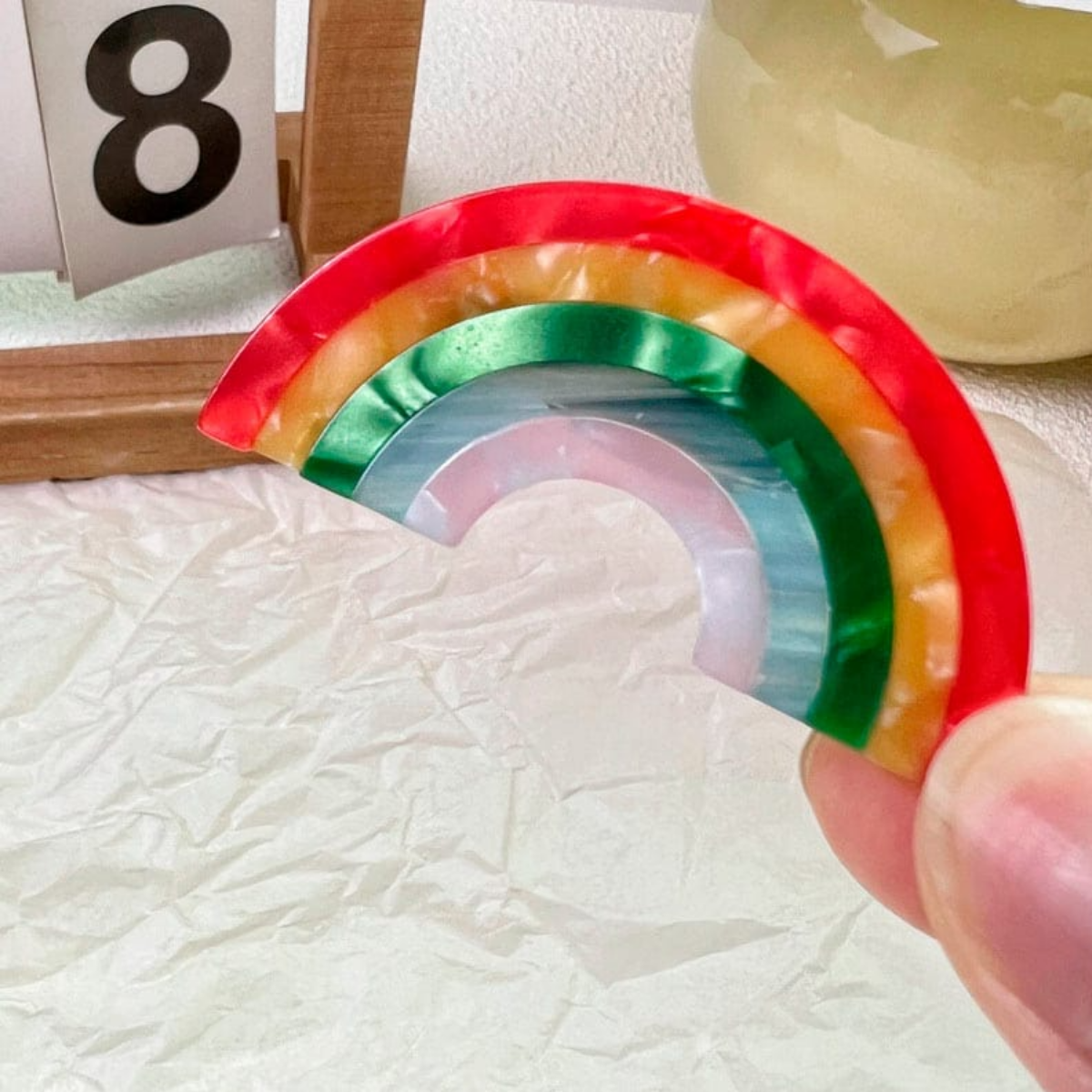 Small Rainbow Semicircle Barrette Hair Clip