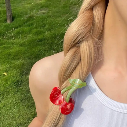 Small Red Cherry Hair Claw