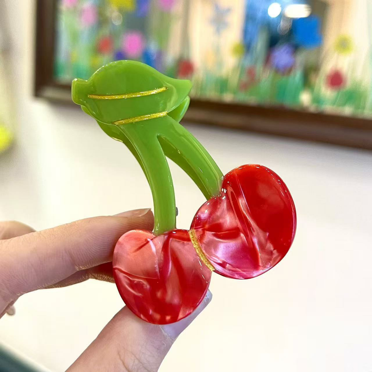Small Red Cherry Hair Claw