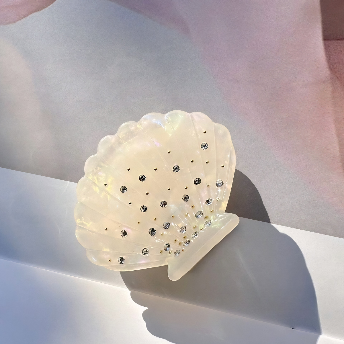 Small Rhinestone Sparkling Shell Hair Claw
