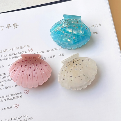 Small Rhinestone Sparkling Shell Hair Claw