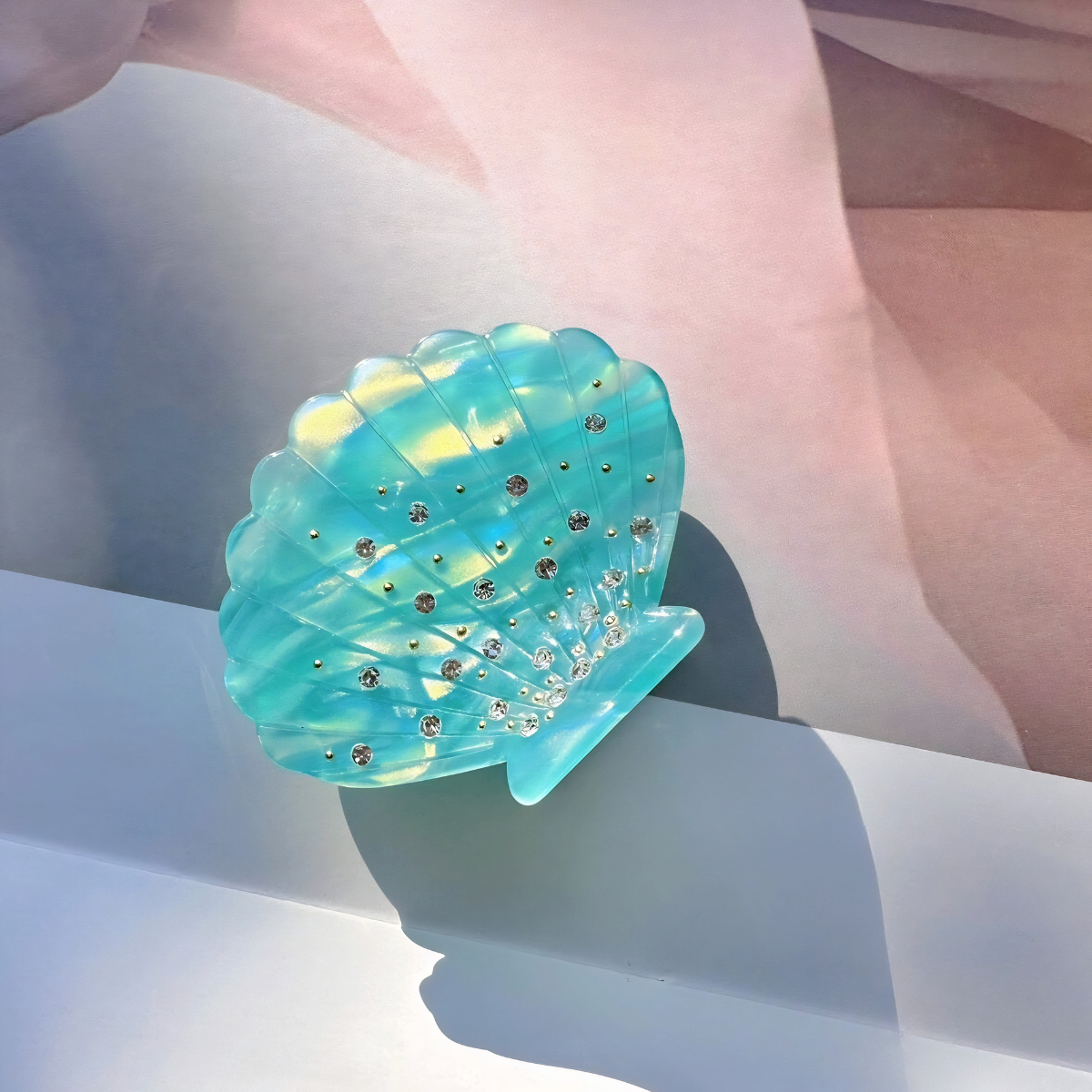Small Rhinestone Sparkling Shell Hair Claw