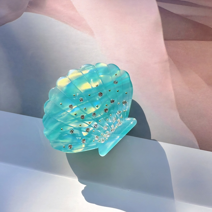 Small Rhinestone Sparkling Shell Hair Claw
