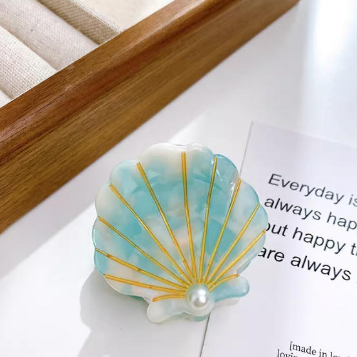 Small Sky Blue Pearl Shell Hair Claw