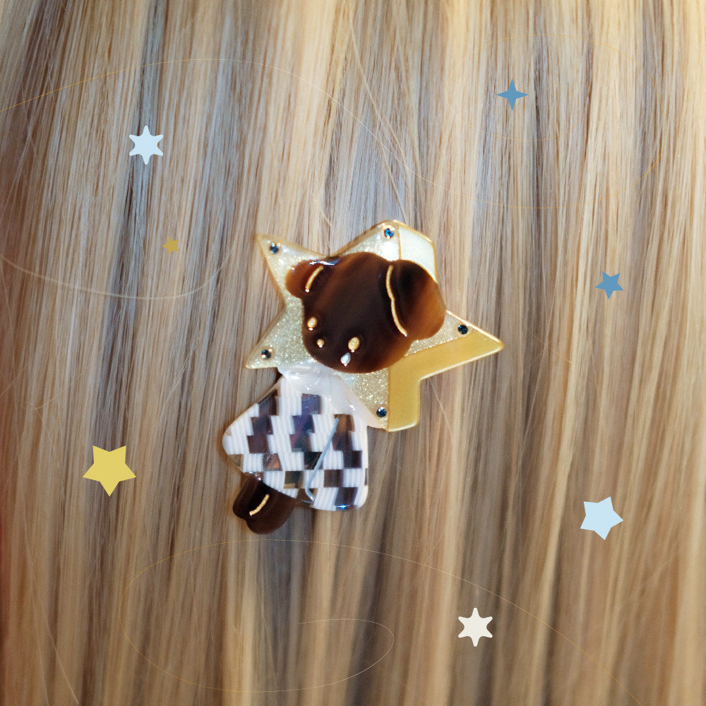 Small Starry Tears Puppy Alligator Hair Clip