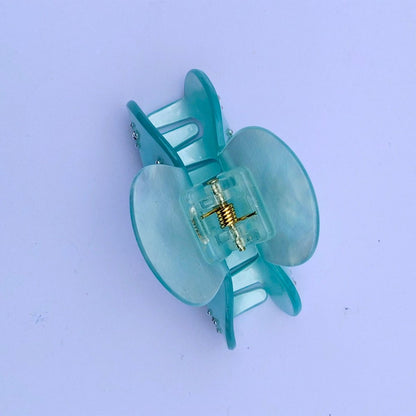 Small Teal Pearl Cross Rhinestone Hair Claw