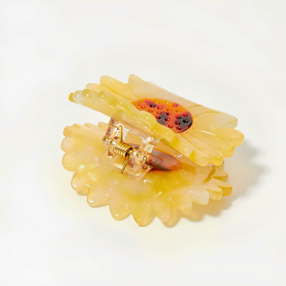 Small Transparent Yellow Daisy Hair Claw