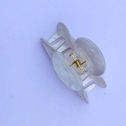 Small White Pearl Cross Rhinestone Hair Claw