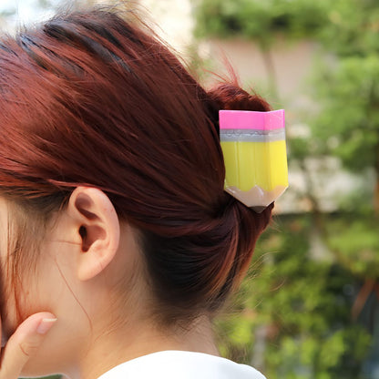 Small Yellow Pencil Hair Claw