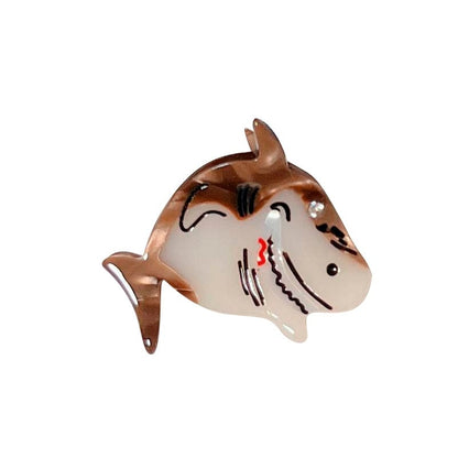 Mini Brown Smiling Shark Hair Claw Clip