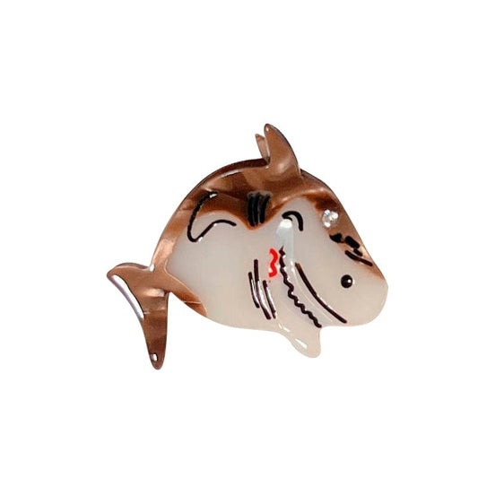 Mini Brown Smiling Shark Hair Claw Clip