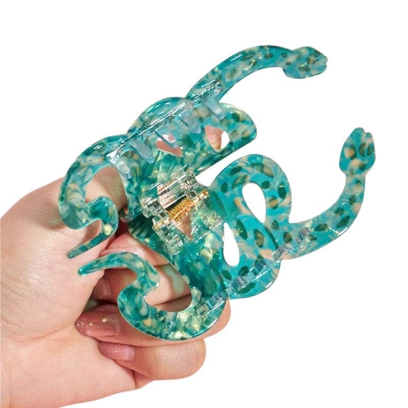 Playful Large Green Snake Hair Claw Clip | Cartoon Cute Reptile Theme Hair Accessory | Lemonschunks