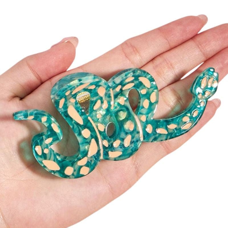 Playful Large Green Snake Hair Claw Clip | Cartoon Cute Reptile Theme Hair Accessory | Lemonschunks