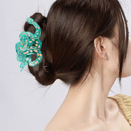 Playful Large Green Snake Hair Claw Clip | Cartoon Cute Reptile Theme Hair Accessory | Lemonschunks