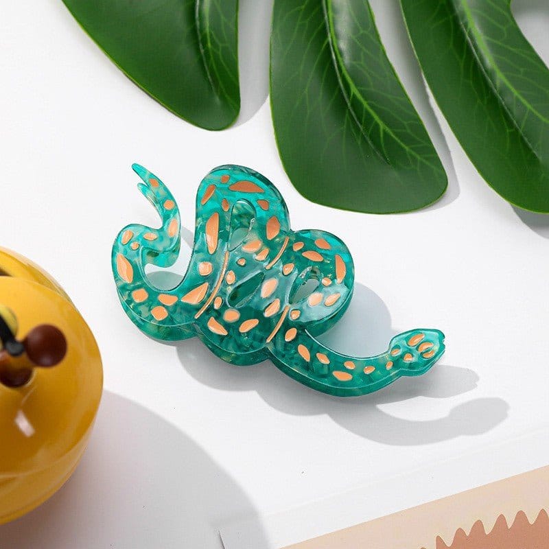 Playful Large Green Snake Hair Claw Clip | Cartoon Cute Reptile Theme Hair Accessory | Lemonschunks