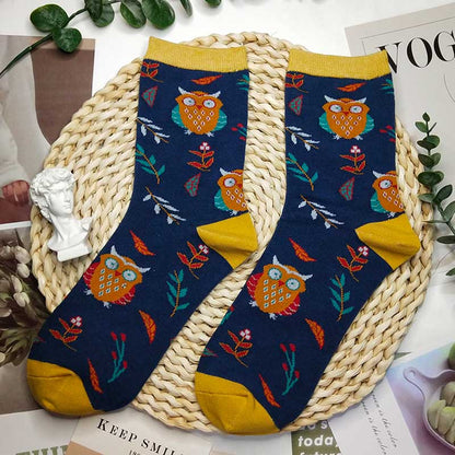 Orange Owl Socks