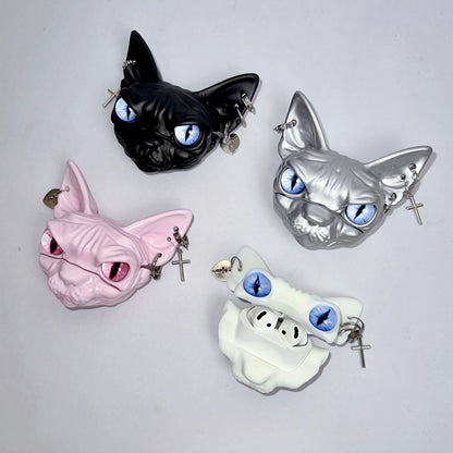 Sphynx Hairless Cat AirPods Case, Handmade Resin Cat AirPods Protective Cover