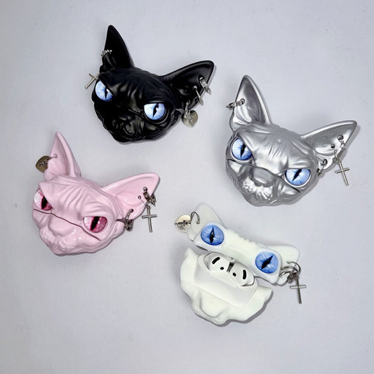 Sphynx Hairless Cat AirPods Case, Handmade Resin Cat AirPods Protective Cover