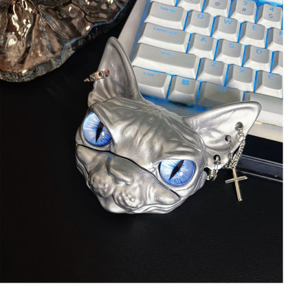 Sphynx Hairless Cat AirPods Case, Handmade Resin Cat AirPods Protective Cover
