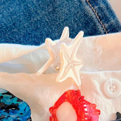 Mini White Starfish Hair Claw Clip