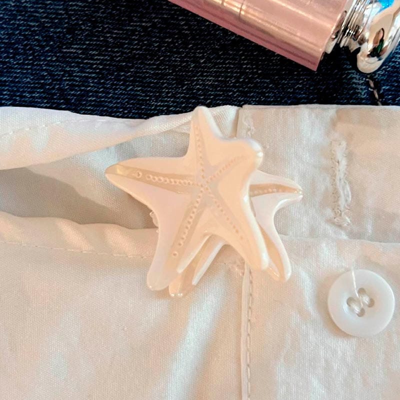 Mini White Starfish Hair Claw Clip