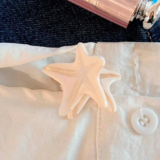 Mini White Starfish Hair Claw Clip