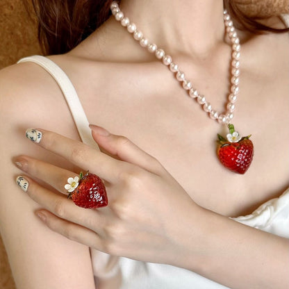 Strawberry Ring & Strawberry Pendant Necklace Collection