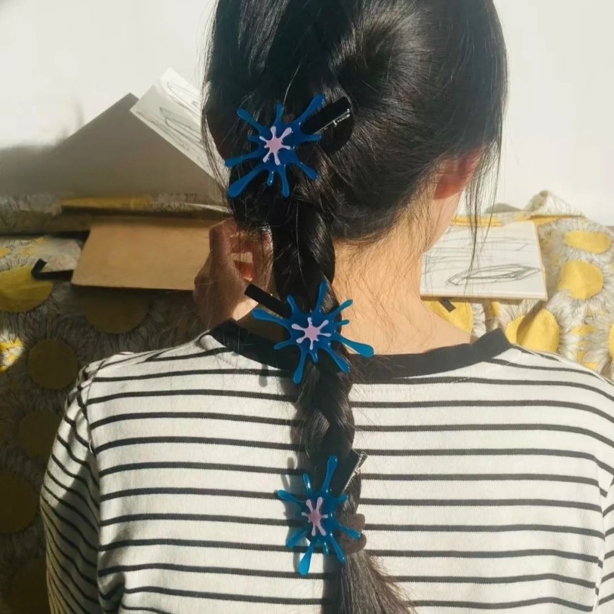 Translucent Blue Splashing Water Hair Clip