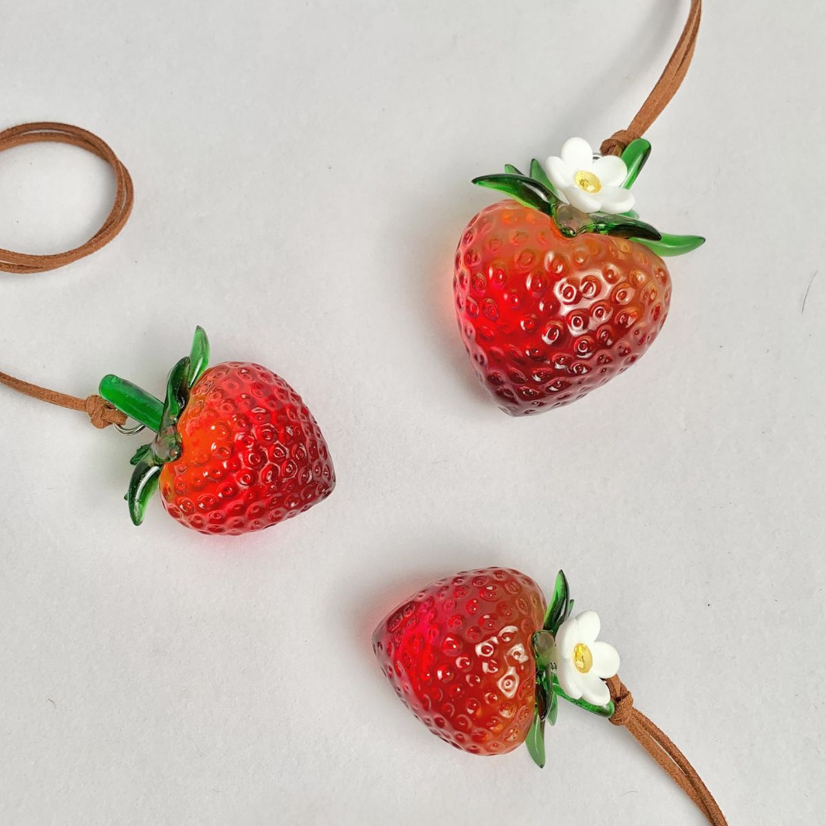 Transparent Burgundy Strawberry Bag Charm