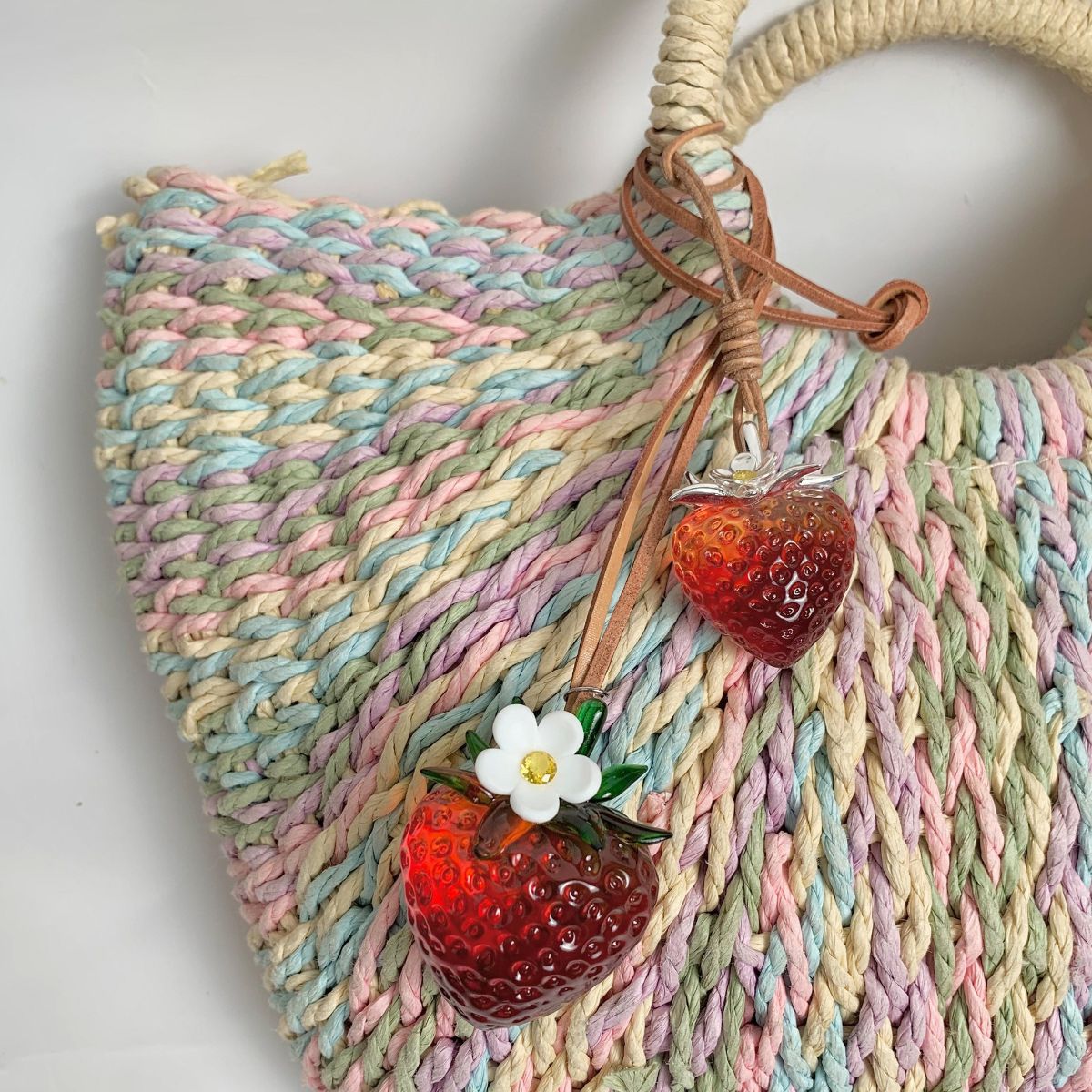 Transparent Burgundy Strawberry Bag Charm