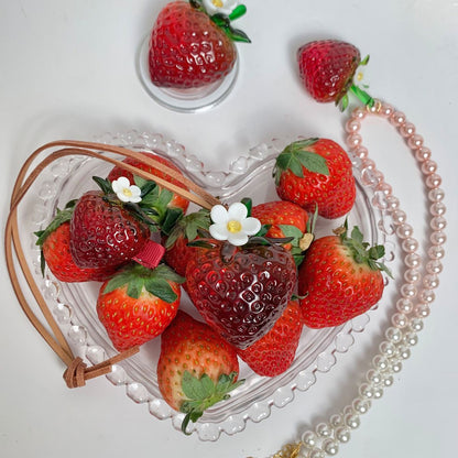 Transparent Burgundy Strawberry Bag Charm