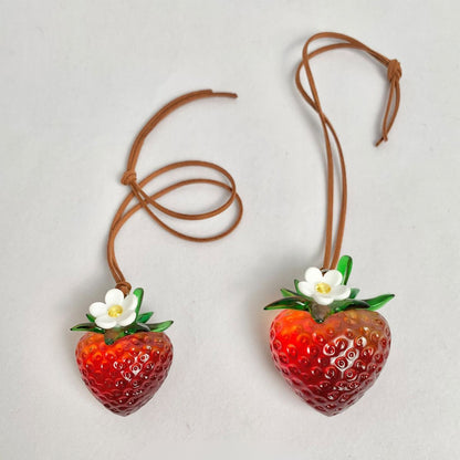 Transparent Burgundy Strawberry Bag Charm