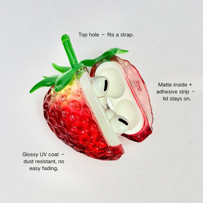 Transparent Strawberry AirPods Case Cover