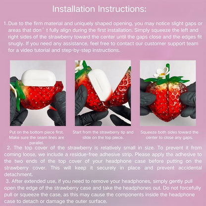 Transparent Strawberry AirPods Case Cover