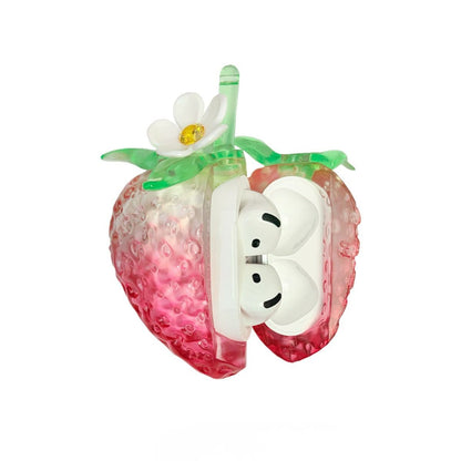 Transparent Strawberry AirPods Case Cover