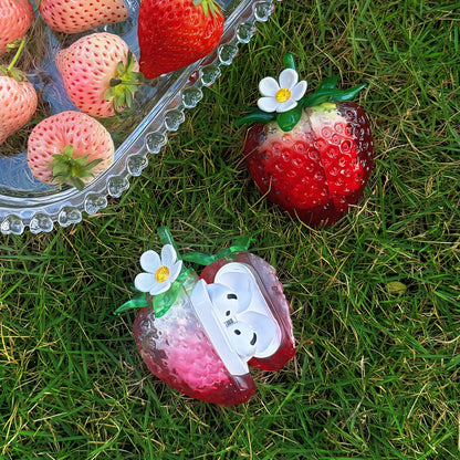 Transparent Strawberry AirPods Case Cover