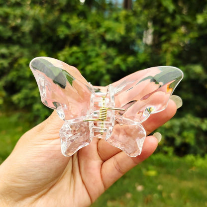 Transparent Diamond  White Mother & Baby Butterfly Hair Claw Clips Set