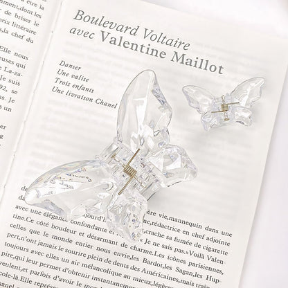 Transparent Diamond  White Mother & Baby Butterfly Hair Claw Clips Set