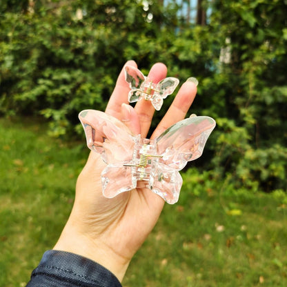 Transparent Diamond  White Mother & Baby Butterfly Hair Claw Clips Set