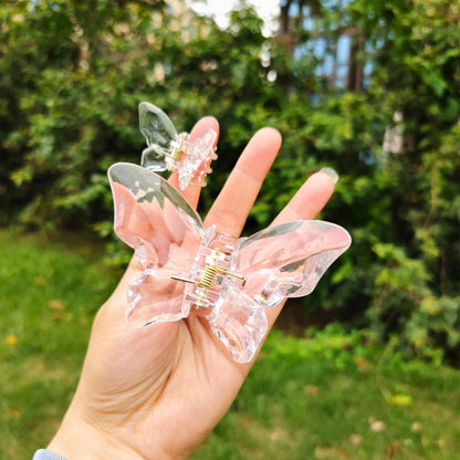 Transparent Diamond  White Mother & Baby Butterfly Hair Claw Clips Set